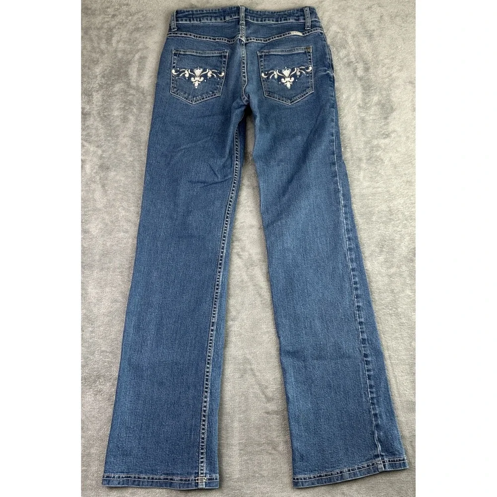 Lawman Denim Jeans Straight Leg Women's 5/6 Embroidered‎ Gems Western Cowgirl